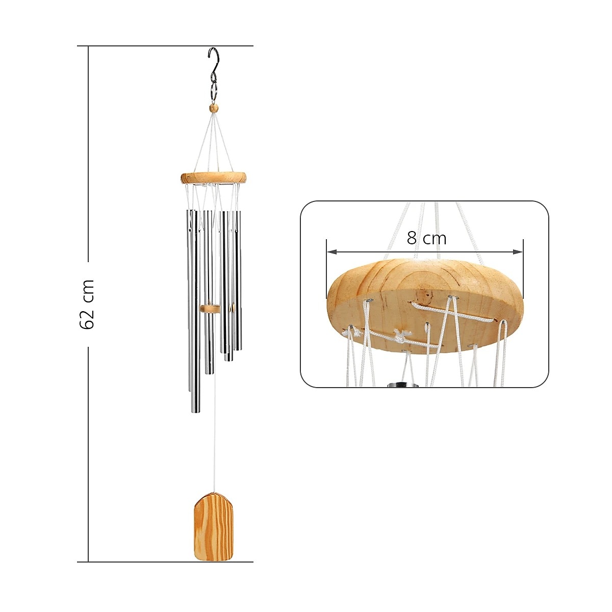 Wind Chimes with 6 Aluminum Tubes Wooden Wind Bell Memorial Wind Chimes Best Gift Chimes Decor for Garden Patio Outdoor Hanging Decor 2026 - $19.99 –P5