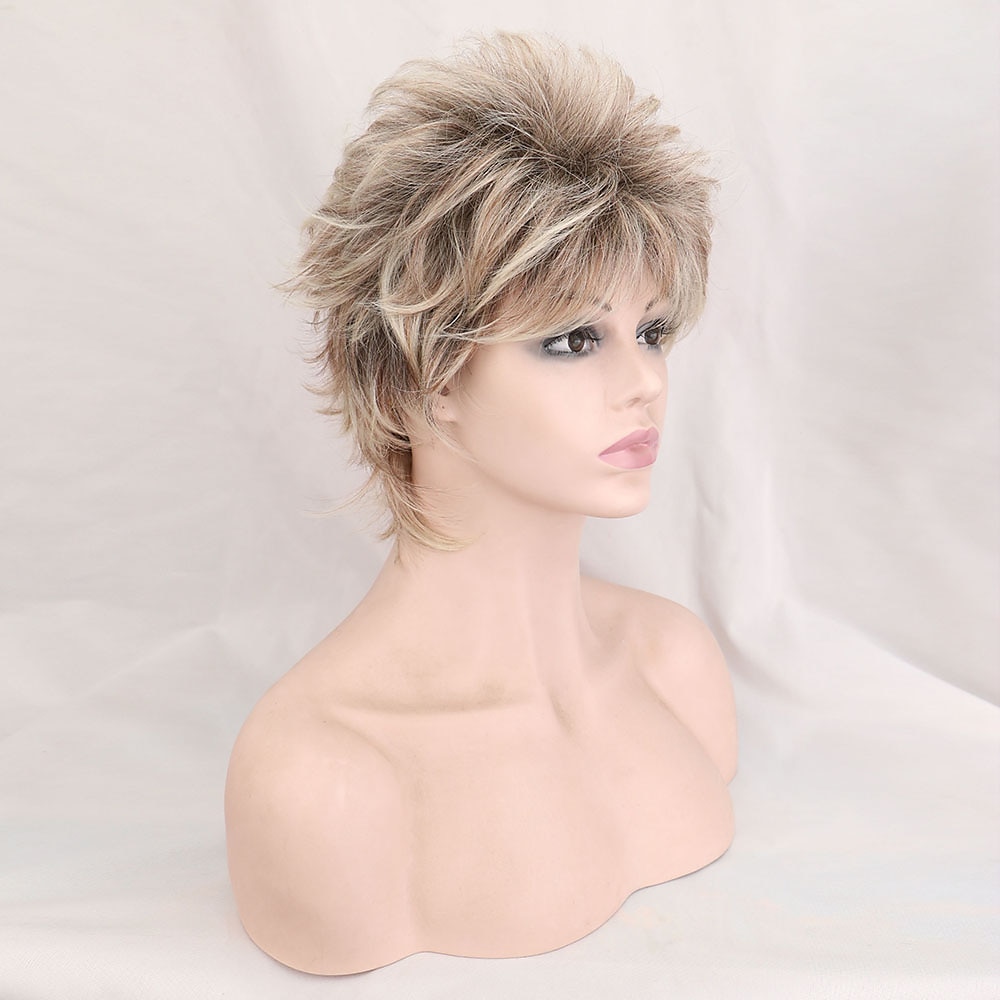 pixie cut pruik bruine pruiken voor vrouwen synthetische pruik korte vrouwen donkere wortels blonde pruiken blonde medium pruiken 6 inch 2025 - $21.99 –P3