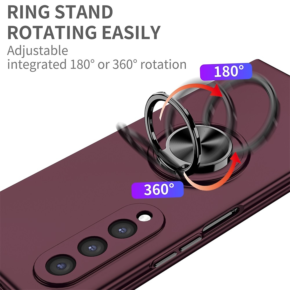 Phone Case For Samsung Galaxy Z Fold 6 Z Fold 5 Z Fold 4 Z Fold 3 Z Fold 2 Z Fold Full Body Case Flip Ring Holder Dustproof Solid Colored TPU 2025 - $13.99 –P4