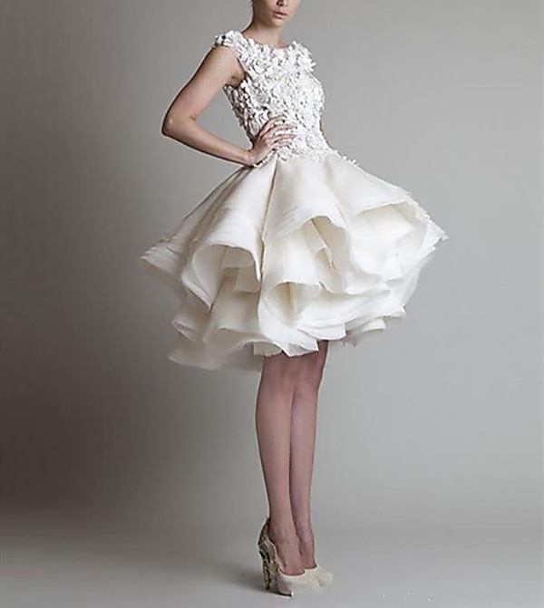 open lace back dress Retro Vintage Style 50s White and Pink Tea Length Wedding Prom Party Dress
