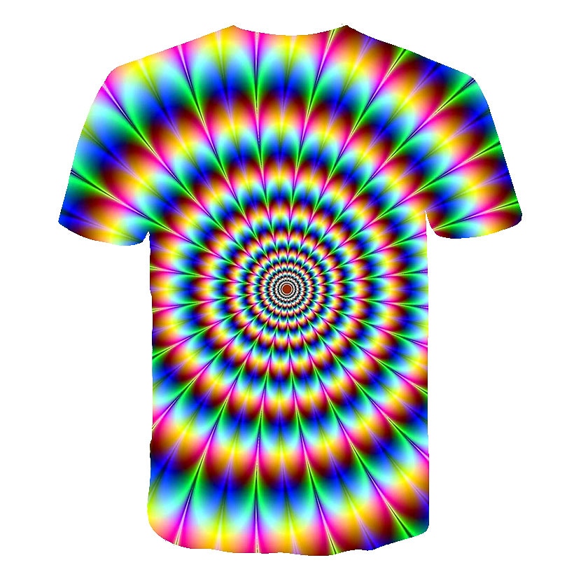 barn pojkar 3d yrsel t-shirt kortärmad regnbåge optisk illusion färgblock 3d-tryck blå lila svart barn toppar sommar basic streetwear sport 2025 - $11.99 –P4