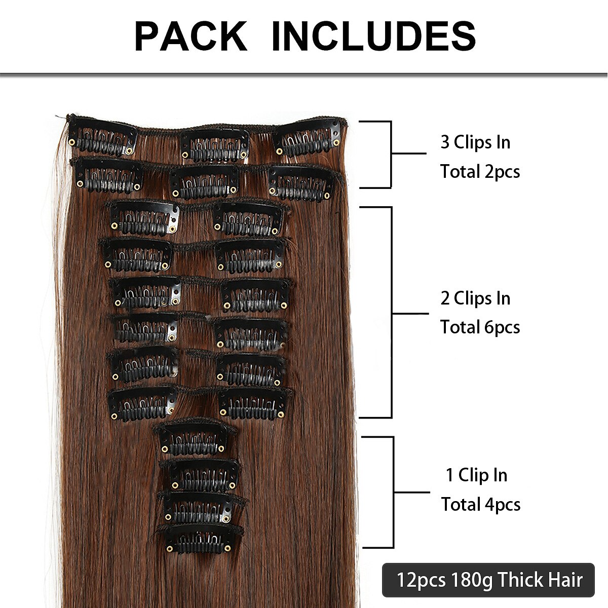 12 pçs / set extensões de cabelo ondulado longo clipe sintético em extensões de cabelo ombre loiro mel castanho escuro apliques grossos de 2025 por $20.99 –P3