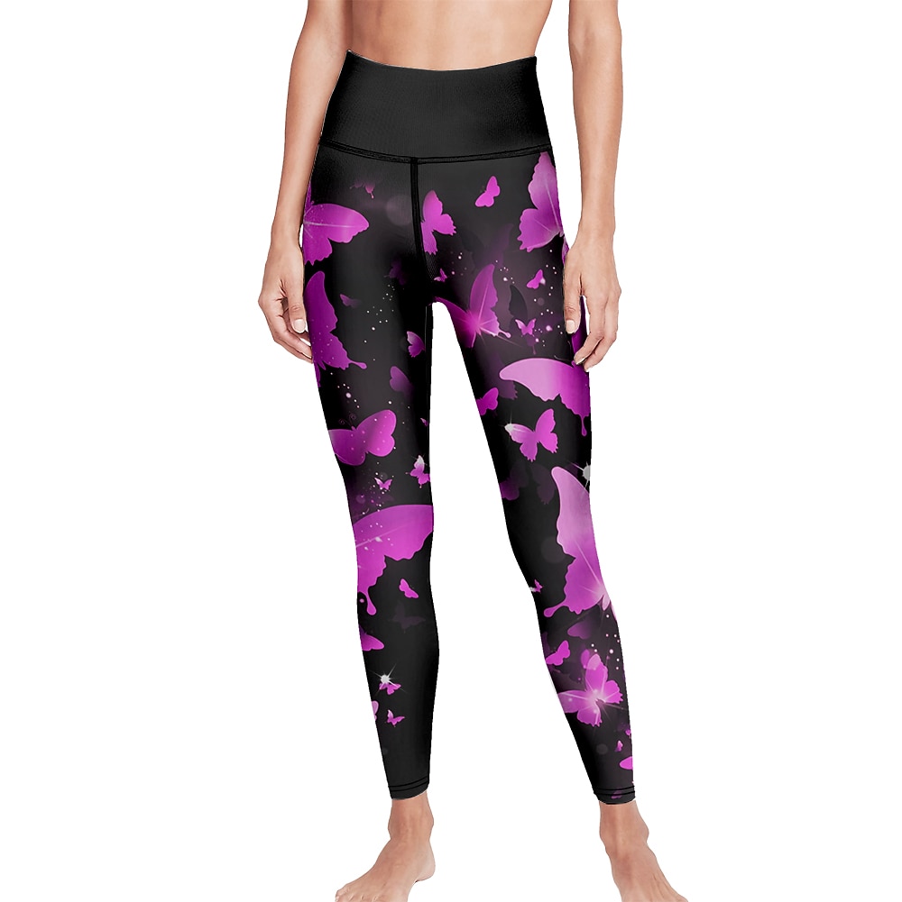Mujer Pantalones de yoga Levantamiento de tope Control de barriga Alta cintura Entrenamiento de gimnasio Corriendo Aptitud física Calzas Cortas Mariposa Amarillo Rojo Azul Otoño Invierno Deportes 2026 - $12.99 –P15