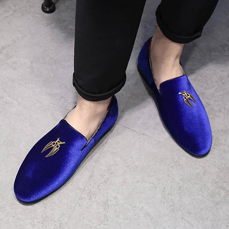Men's Dress Loafers & Slip-Ons Shoes Plus Size Business British Party & Evening Velvet Shoes Black Red Royal Blue Summer Spring 2025 - $64.99 –P7