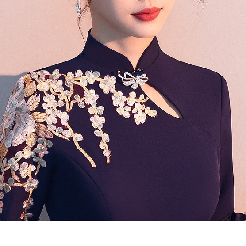 A-Line Mother of the Bride Dress Elegant Simple High Neck Floor Length Stretch Fabric Long Sleeve with Pleats Appliques 2025 free custom size 2025 - $124.99 –P1