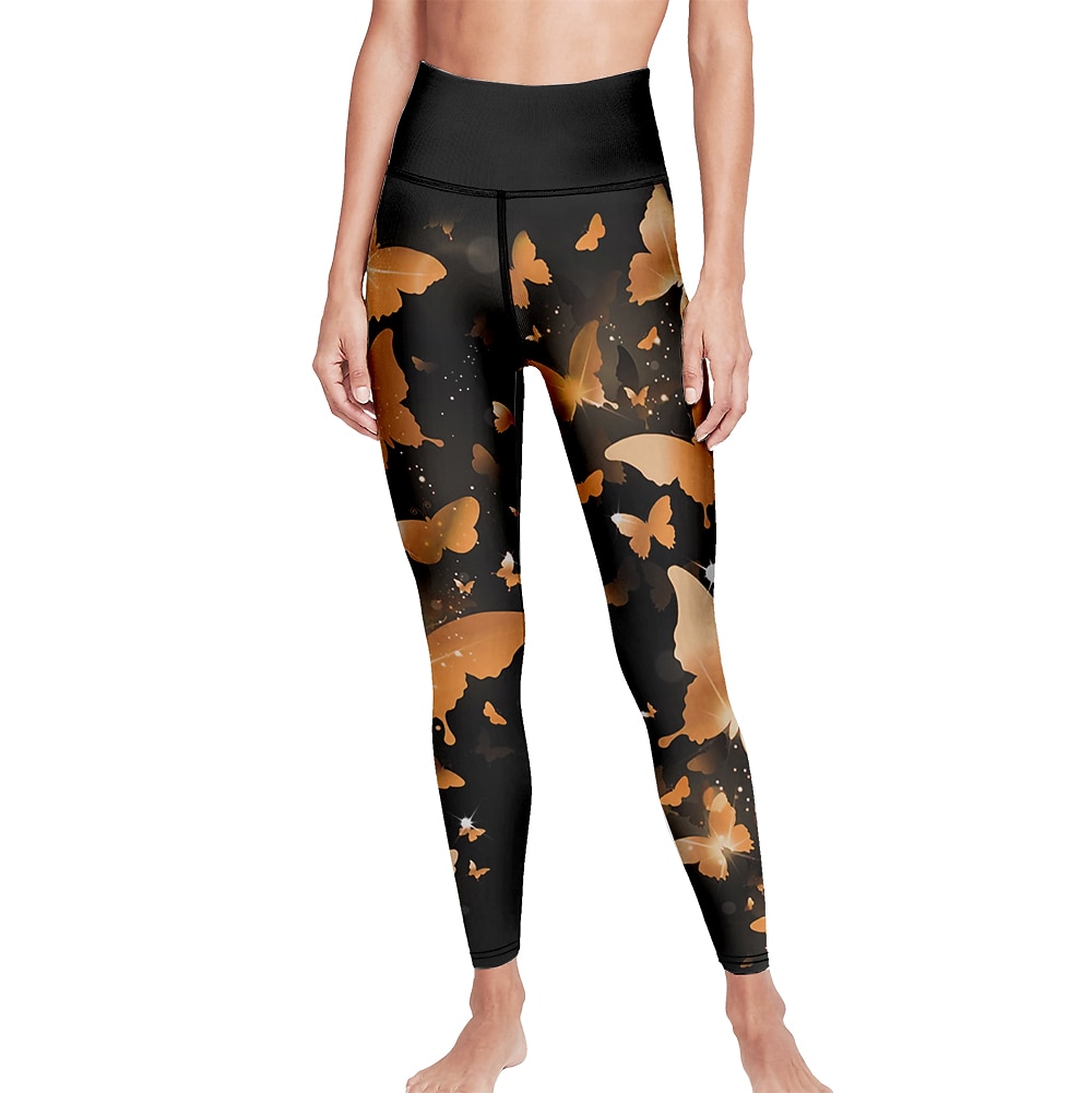 Mujer Pantalones de yoga Levantamiento de tope Control de barriga Alta cintura Entrenamiento de gimnasio Corriendo Aptitud física Calzas Cortas Mariposa Amarillo Rojo Azul Otoño Invierno Deportes 2026 - $12.99 –P6