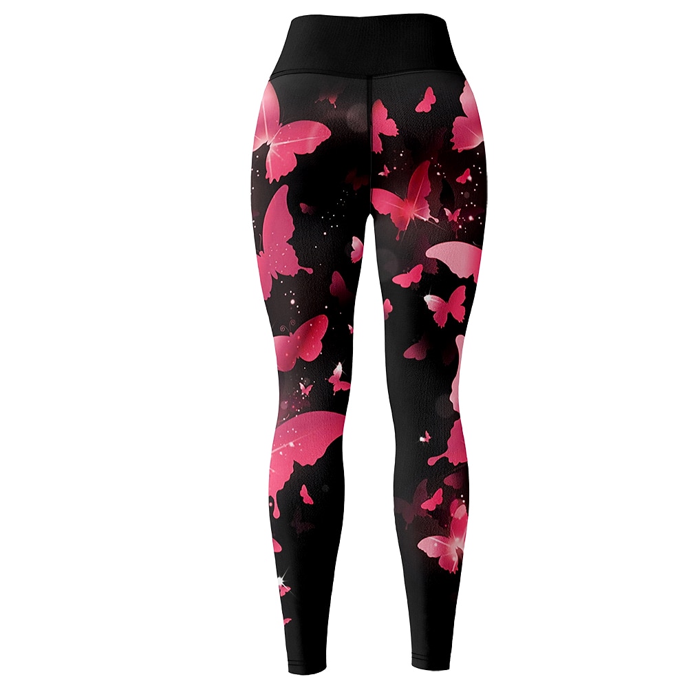Mujer Pantalones de yoga Levantamiento de tope Control de barriga Alta cintura Entrenamiento de gimnasio Corriendo Aptitud física Calzas Cortas Mariposa Amarillo Rojo Azul Otoño Invierno Deportes 2026 - $12.99 –P4