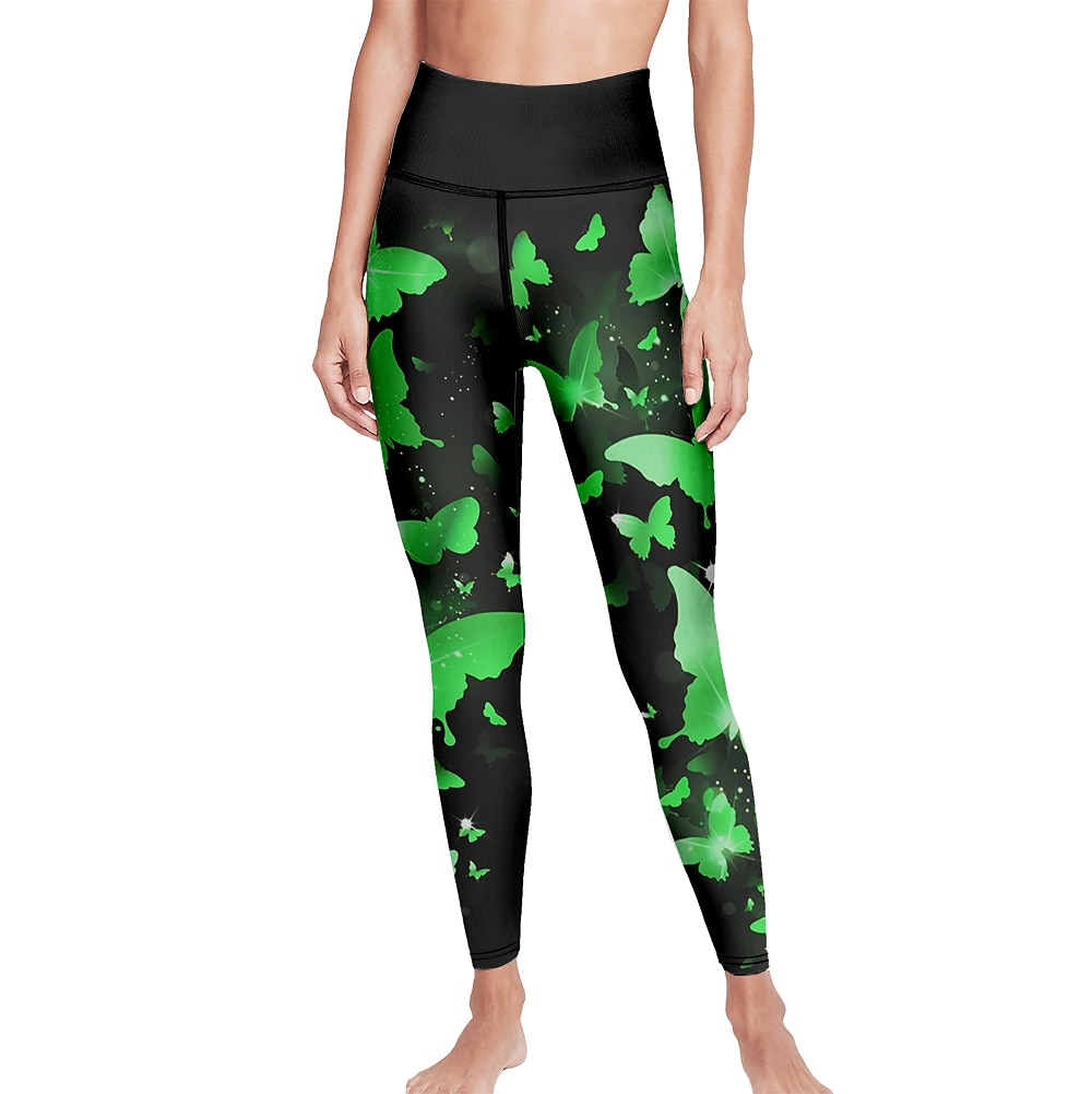 Mujer Pantalones de yoga Levantamiento de tope Control de barriga Alta cintura Entrenamiento de gimnasio Corriendo Aptitud física Calzas Cortas Mariposa Amarillo Rojo Azul Otoño Invierno Deportes 2026 - $12.99 –P12