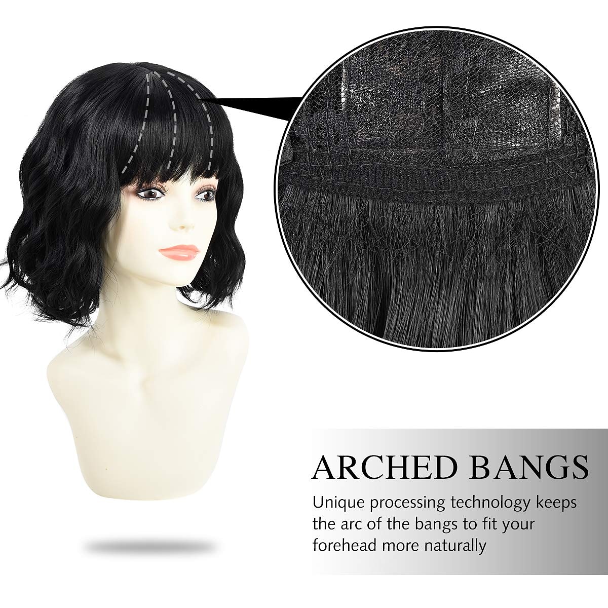 Blue Wigs for Women Wavy Wave Head Wig With Bangs Natural Gradient Purple Wig Synthetic Hair Shoulder Length Short Curly Hair Wig 8inch (about 20cm) Christmas Party Wigs 2026 - $23.99 –P5