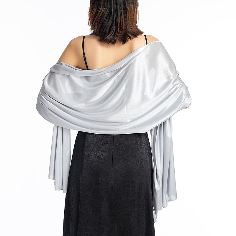 sciarpa da donna in imitazione seta trasparente, mantello, scialle lungo, tinta unita, per festa di nozze, elegante e scintillante&amp;abito da sposa con sciarpa damigella d'onore splendente per del 2025 a $23.99 –P7
