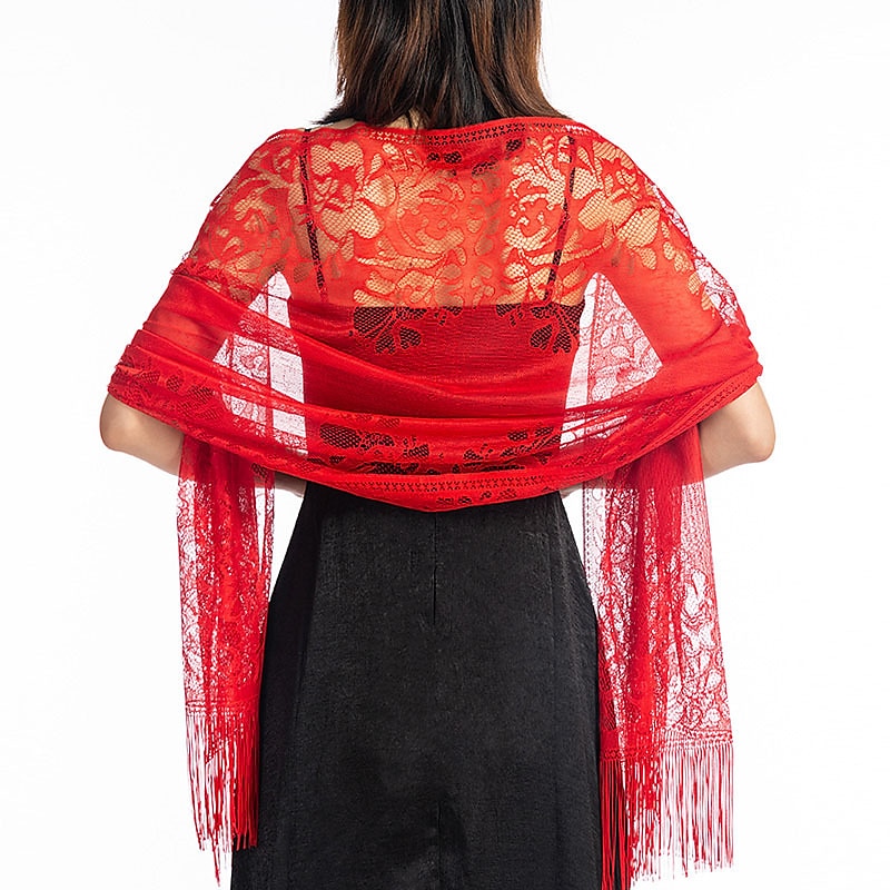 châles pour femmes&amp;enveloppements fête mariage anniversaire camel rouge rose écharpe fleur / automne / hiver / printemps / été / polyester de 2025 ? $6.99 –P5
