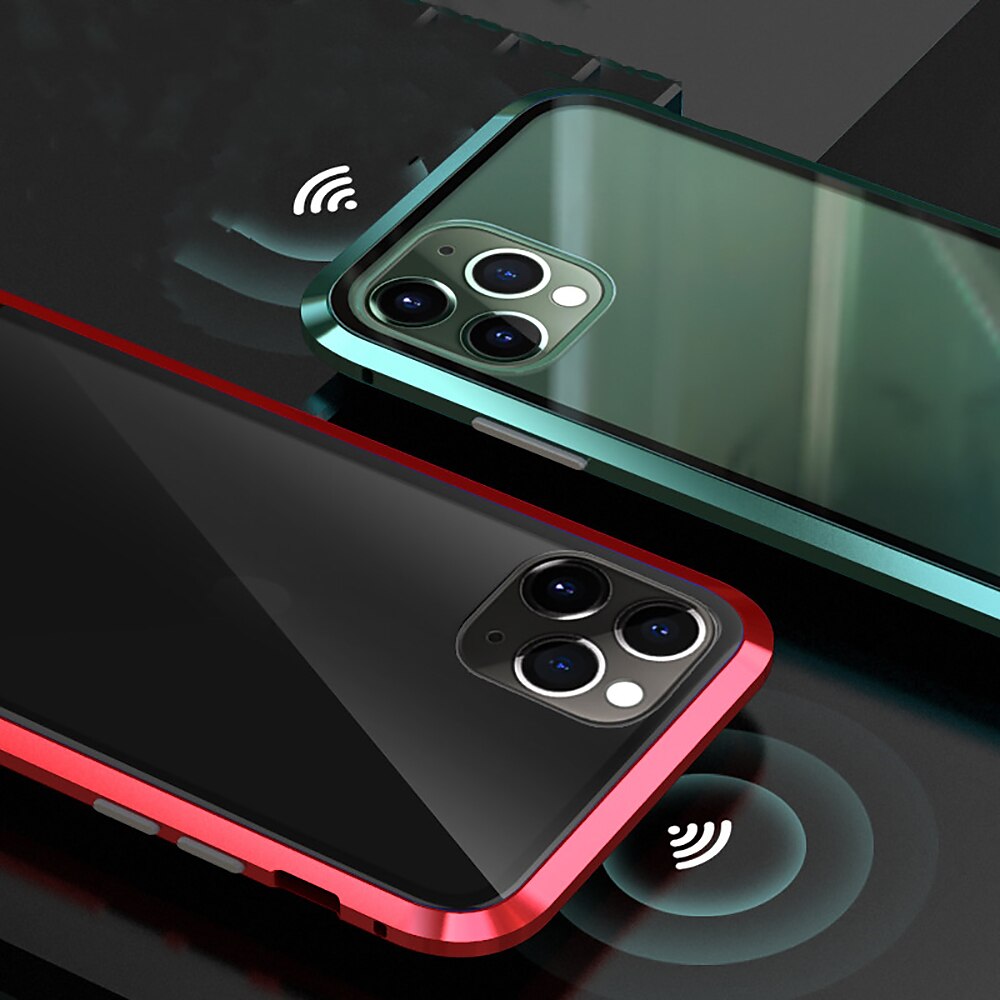 Funda de cristal templado con marco metálico magnético para iPhone 16e 16 15 Pro Max Plus 14 13 12 11 Pro Max Mini X XR XS Max 8 7 Plus – Cubierta clara de cuerpo completo diseño antichoque antip 2025 - $17.99 –P4