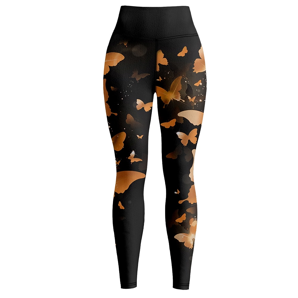 Mujer Pantalones de yoga Levantamiento de tope Control de barriga Alta cintura Entrenamiento de gimnasio Corriendo Aptitud física Calzas Cortas Mariposa Amarillo Rojo Azul Otoño Invierno Deportes 2026 - $12.99 –P7