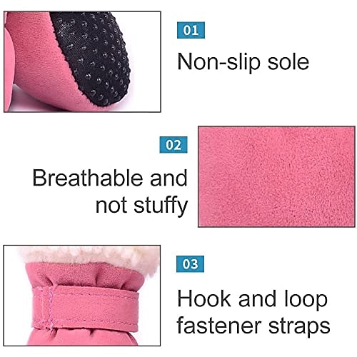 2025年 4個の冬の犬のブーツ、ペットのスノーシューは、小型、中型、大型犬用の滑り止めソール付きのフリースペット屋外シューズを厚くします  コレクション – $21.99 –P3