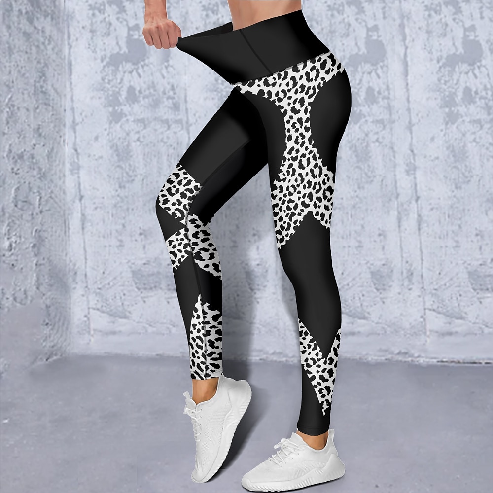 Γυναικεία Παντελόνι για γιόγκα Αντίστροφη καρότσα Έλεγχος κοιλιάς Ψηλή Μέση Γυμναστήριο προπόνηση Τρέξιμο Καταλληλότητα Κολάν με κοψίματα Λεοπάρ Γεωμετρία Μπλε Παγονί Μαύρο Κίτρινο Φθινόπωρο Χειμώνας 2026 - $19.99 –P1