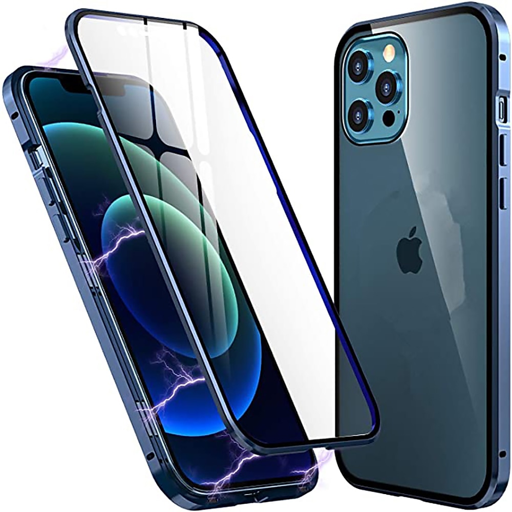 Funda de cristal templado con marco metálico magnético para iPhone 16e 16 15 Pro Max Plus 14 13 12 11 Pro Max Mini X XR XS Max 8 7 Plus – Cubierta clara de cuerpo completo diseño antichoque antip 2025 - $17.99 –P3