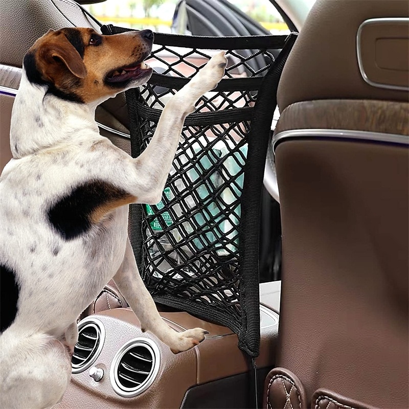 Northwest Territorial Mint Saint 3 Layer Dog Car Net Backseat Barrier Car Divider for Driving Safely with Children & Pets Black Four-Side Elasticity Car Net for Purse Holder