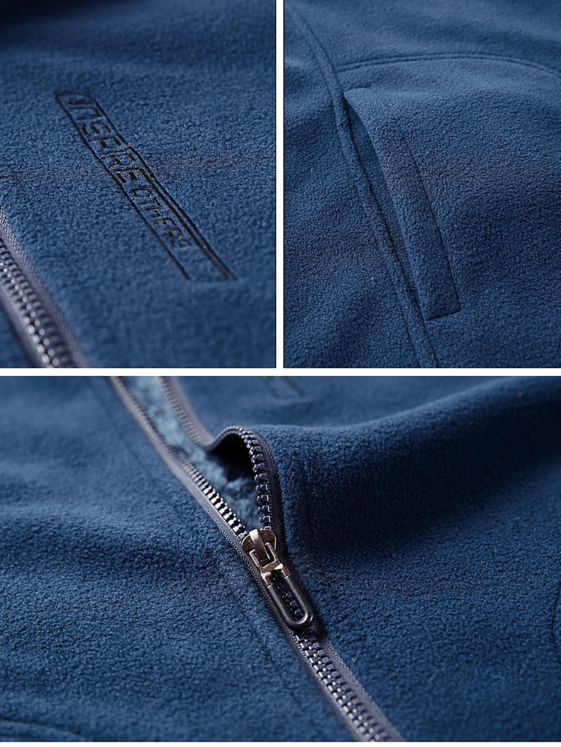 chaqueta de lana de senderismo para hombre rompevientos forro polar invierno al aire libre color sólido térmico cálido a prueba de viento ligero cuello alto prendas de vestir exteriores gabardina superior solo deslizador caza pesca escalada azul 2025 - $41.99 –P12