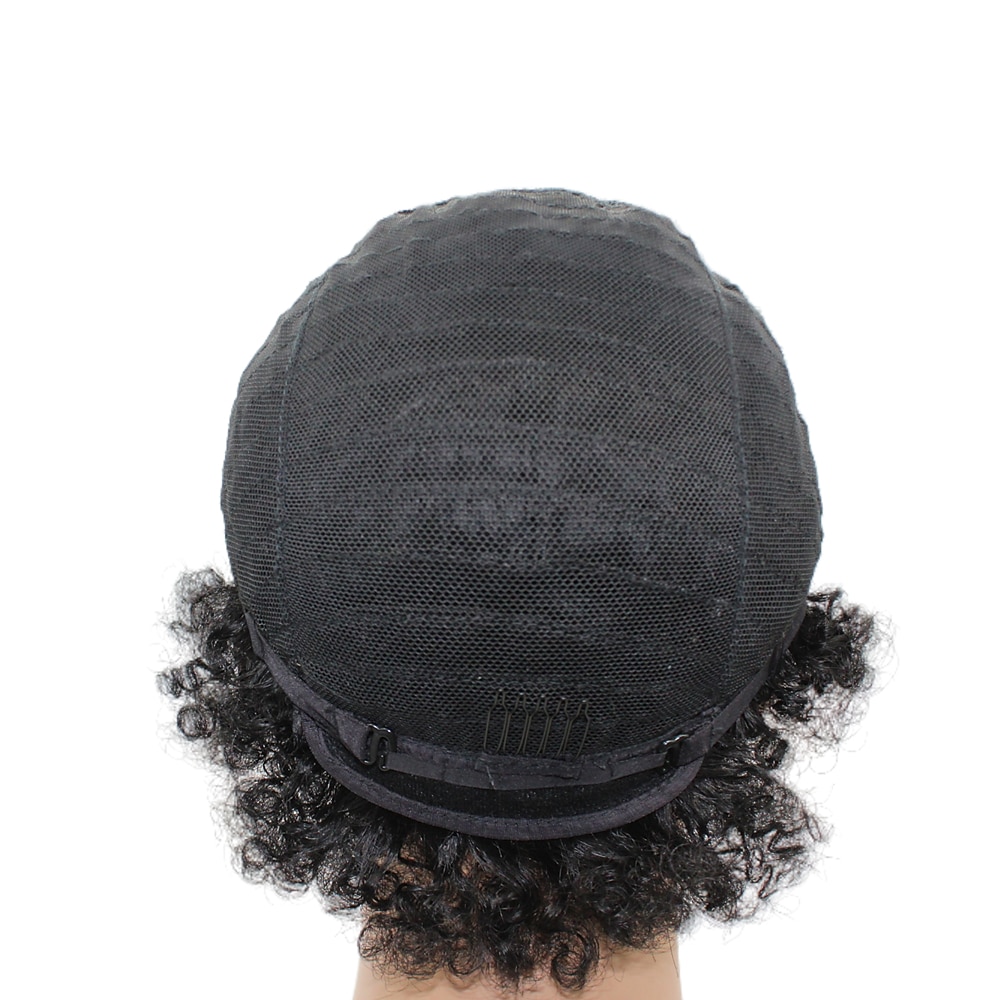 parrucca di capelli umani remy afro riccio parte laterale naturale designer parrucca afro-americana senza cappuccio capelli cinesi delle donne nero 6 pollici da sera da sera festa / serata del 2026 a $39.99 –P5