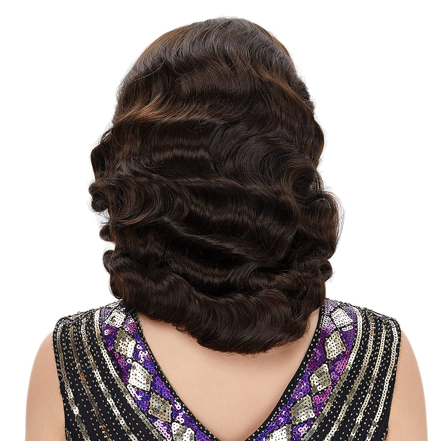 20. léta 20. století paruka mávat prstem velký Gatsby kudrnatá dlouhá paruka vintage paruky pro ženy dáma syntetické tepelně odolné plné paruky cosplay kostým maškarní šaty 2025 - $30.99 –P6