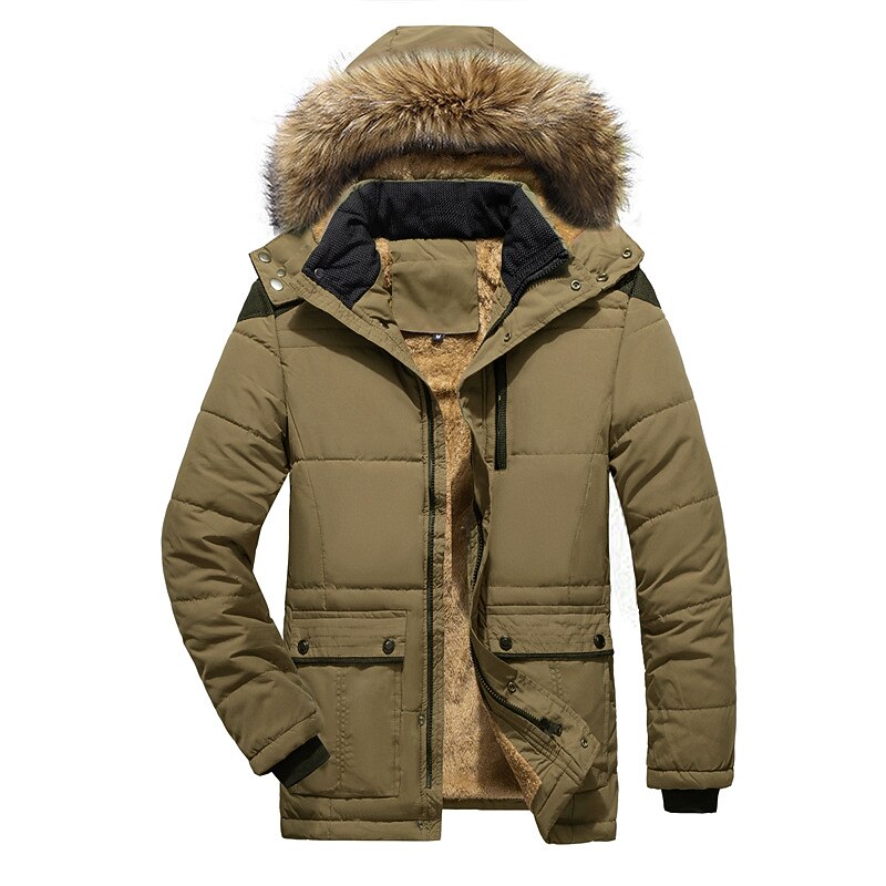 mens fleece lined coat with hood