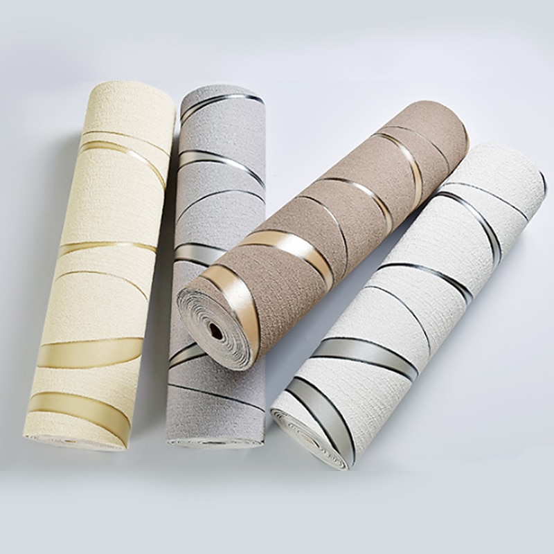 Solid Color Strip Wallpaper Wall Covering Brick Flocking Non Woven Home Décor for Living Room Bedroom Background 1000x53cm/393.7''x20.87'' 2025 - $47.99 –P12