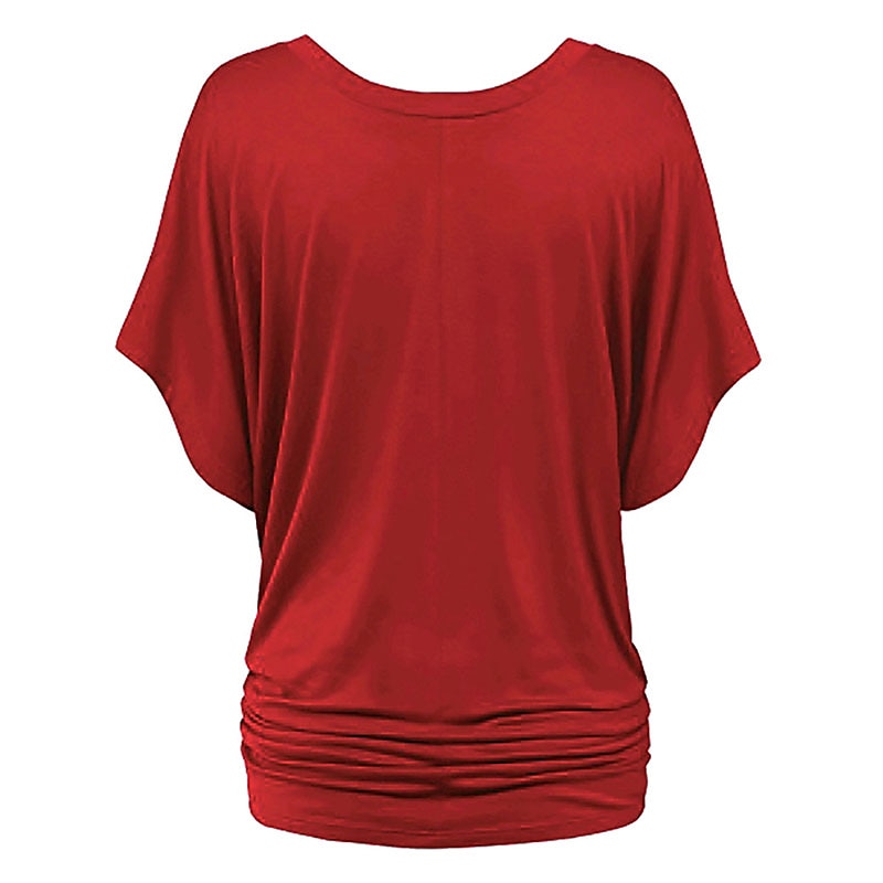tricou de damă plus mărime tricou visiniu îmbrăcăminte de stradă ocazional preppy mânecă liliac cu mânecă cu jumătate de mânecă obișnuit topuri obișnuite cu gât în v ieșiri zilnic în weekend negru 2025 - $15.99 –P8