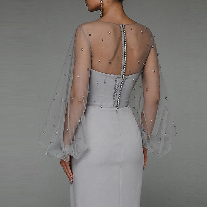 Skjermkleding Kveldsgalla Elegant Kjole Formell Kveld Fødselsdag Gulv Lengde Uten Ermer Smykkekrave Høst Bryllup Gjest Stretch Stoff med Beading Splicing 2025 - $183.99 –P6
