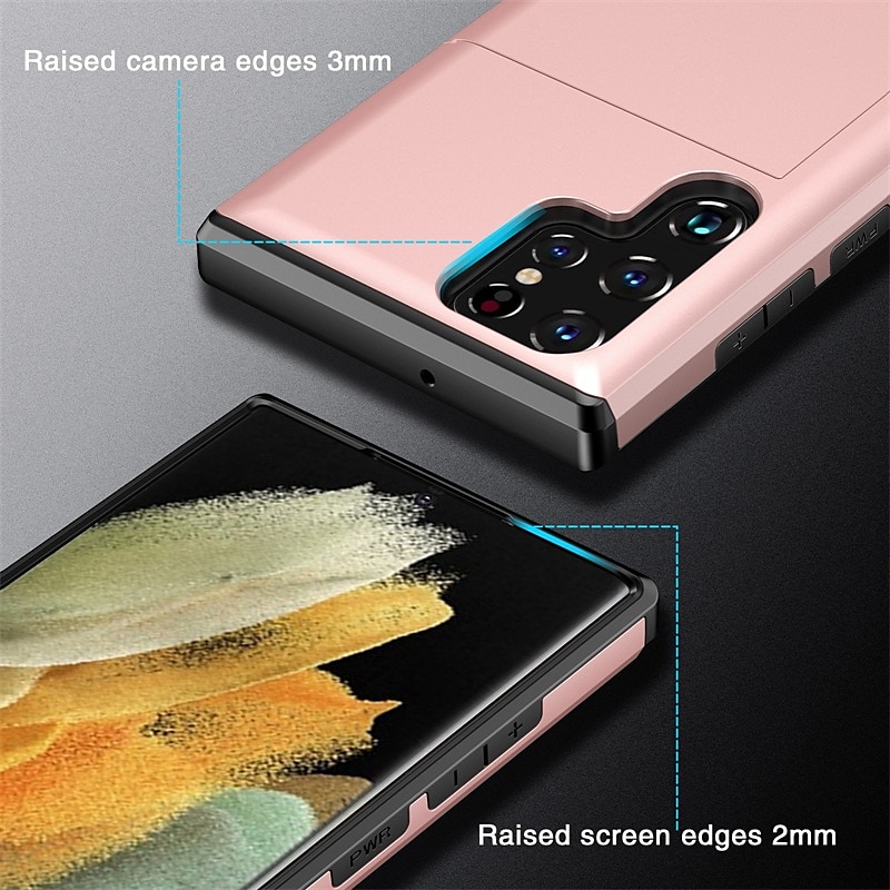 Phone Case For Samsung Galaxy S24 S23 S22 S21 S20 Plus Ultra Note 20 Ultra 10 Plus S10 S9 Plus S25 Ultra Back Cover Card Holder Dustproof Shockproof Solid Colored TPU 2025 - $15.99 –P3