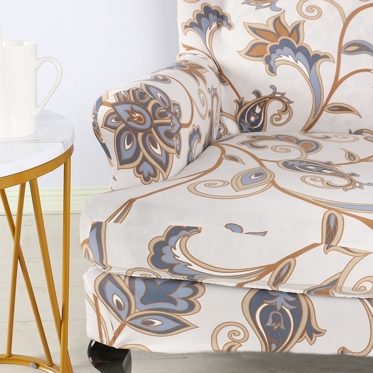 1 Set of 2 Pieces Floral Printed Stretch Wingback Chair Cover Wing Chair Slipcovers Spandex Fabric Wingback Armchair Covers with Elastic Bottom for Living Room Bedroom Decor 2025 - $25.99 –P6