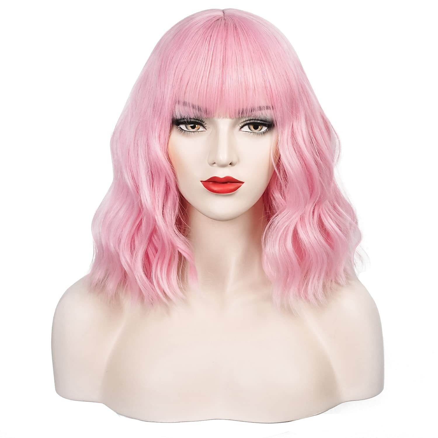 perruque synthétique ondulée bob perruque courte rose cheveux synthétiques femme cosplay party mode bleu violet orange de 2025 ? $20.99 –P9