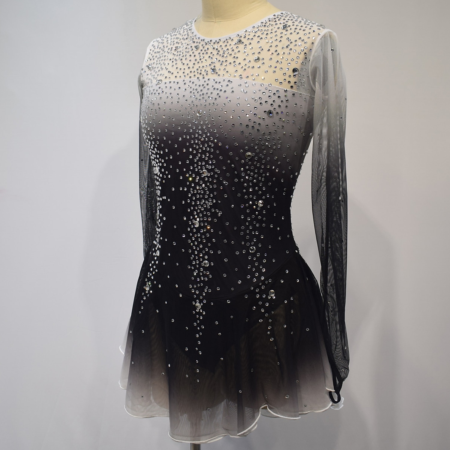 Eiskunstlaufkleid Damen Mädchen Eislaufen Kleider Austattungen Weiß Gelb Rosa Halo-Färbung Gitter Spandex Hochelastisch Wettbewerb Eiskunstlaufkleidung Kristalle Langarm Eislaufen Eiskundstlauf 2026 - $202.49 –P2