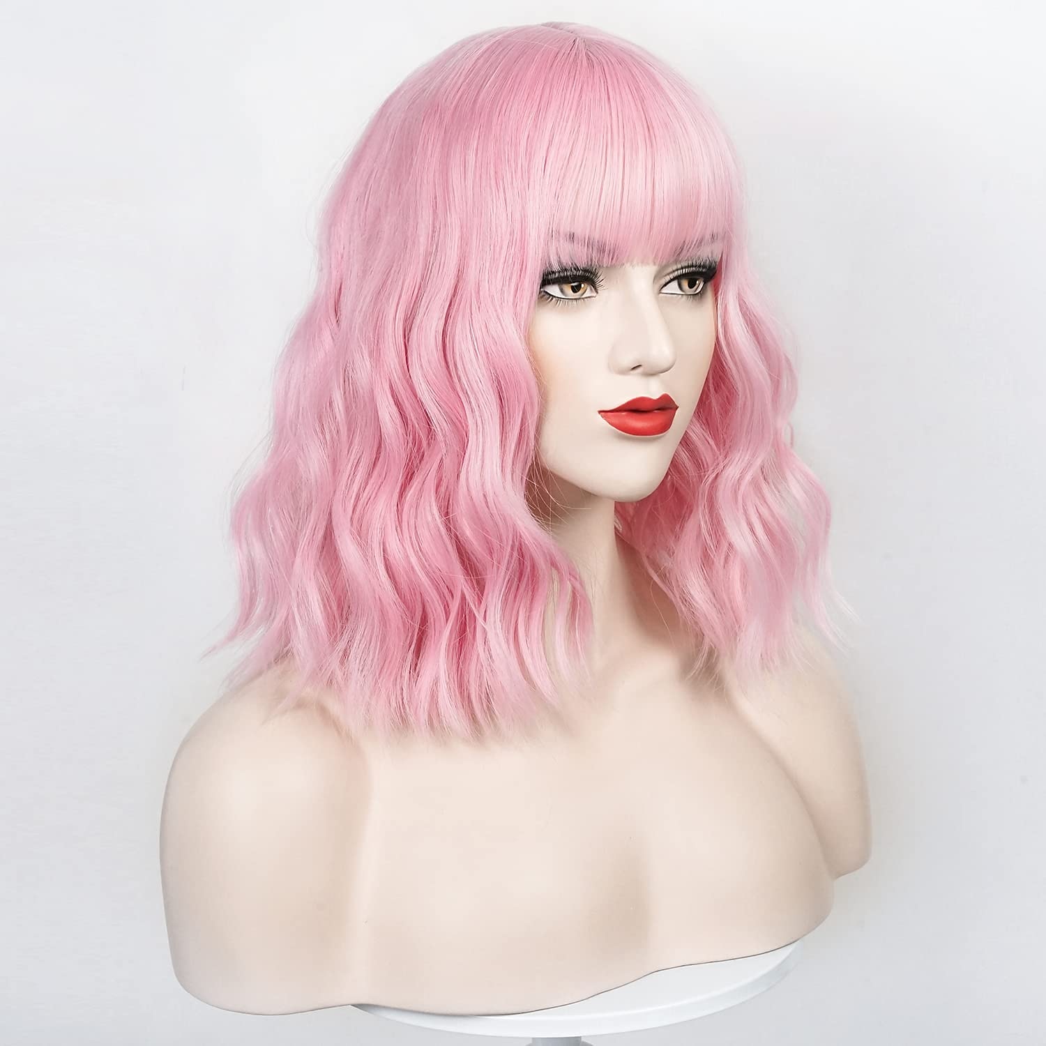 perruque synthétique ondulée bob perruque courte rose cheveux synthétiques femme cosplay party mode bleu violet orange de 2025 ? $20.99 –P10