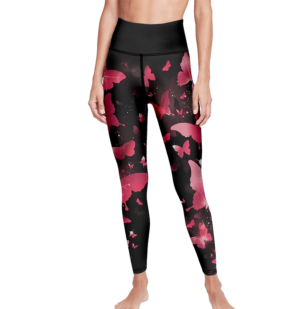 Mujer Pantalones de yoga Levantamiento de tope Control de barriga Alta cintura Entrenamiento de gimnasio Corriendo Aptitud física Calzas Cortas Mariposa Amarillo Rojo Azul Otoño Invierno Deportes 2026 - $12.99 –P1
