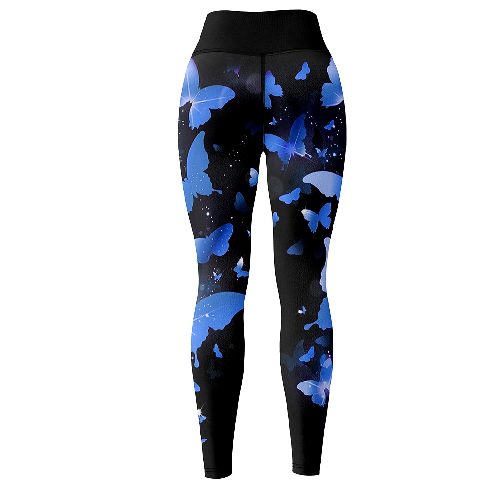 Mujer Pantalones de yoga Levantamiento de tope Control de barriga Alta cintura Entrenamiento de gimnasio Corriendo Aptitud física Calzas Cortas Mariposa Amarillo Rojo Azul Otoño Invierno Deportes 2026 - $12.99 –P11