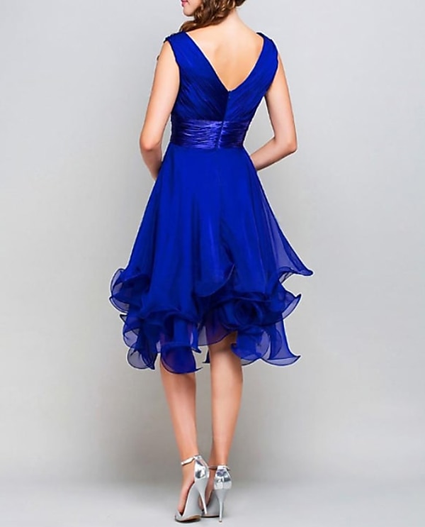 Beach Wedding A-Line Wedding Guest Dresses Party Dress Homecoming Dress Asymmetrical Sleeveless V Neck Chiffon with Ruched Tiered dress to impress Derby Dresses 2025 2025 - $134.99 –P2