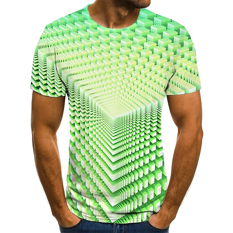 2026年 男性用 グラフィック 幾何学模様 3D シャツ Tシャツ 半袖 Tシャツ ラウンドネック シャツ ストリートファッション 誇張された デザイナー 祝日 お出かけ パープル 衣類 プラスサイズ S M L XL 2XL 3XL 4XL  コレクション – $17.49 –P1