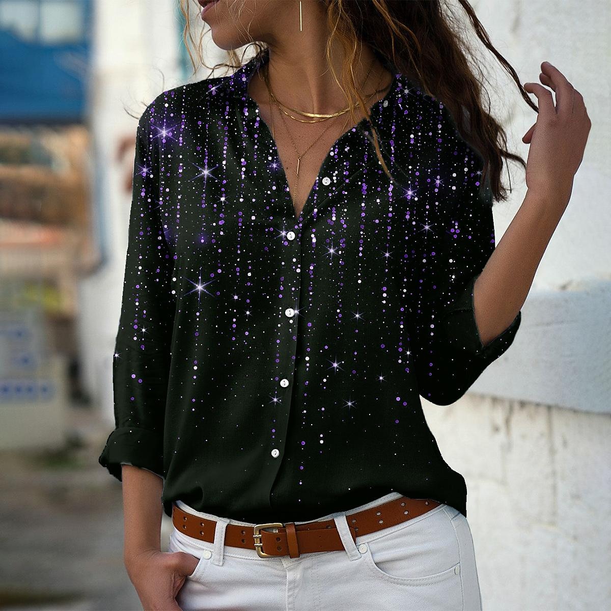 Damenhemd Gelb Pink Blau Grafik Button Print Langarm Lässig Wochenende Streetwear Hemdkragen Reguläre S 2025 - $32.99 –P4