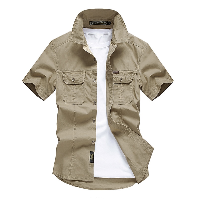 Voor heren Overhemd Werkkleding shirts Werkhemden Overhemd met knopen Cargoshirt Zwart Geel Leger Groen blauw Khaki Korte mouw Effen Kraag Strijkijzer Casual Dagelijks Button-omlaag Kleding 100 2025 - $30.99 –P6