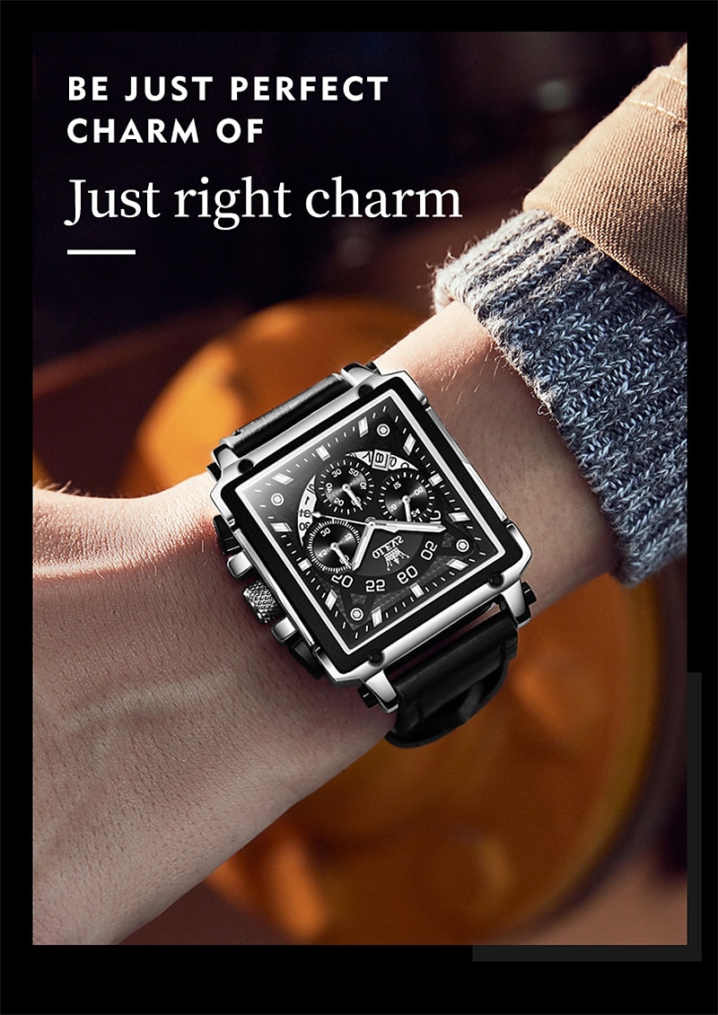 OLEVS Men Quartz Watch Calendar Chronograph Large Dial Waterproof Genuine Leather Watch 2025 - $41.99 –P14