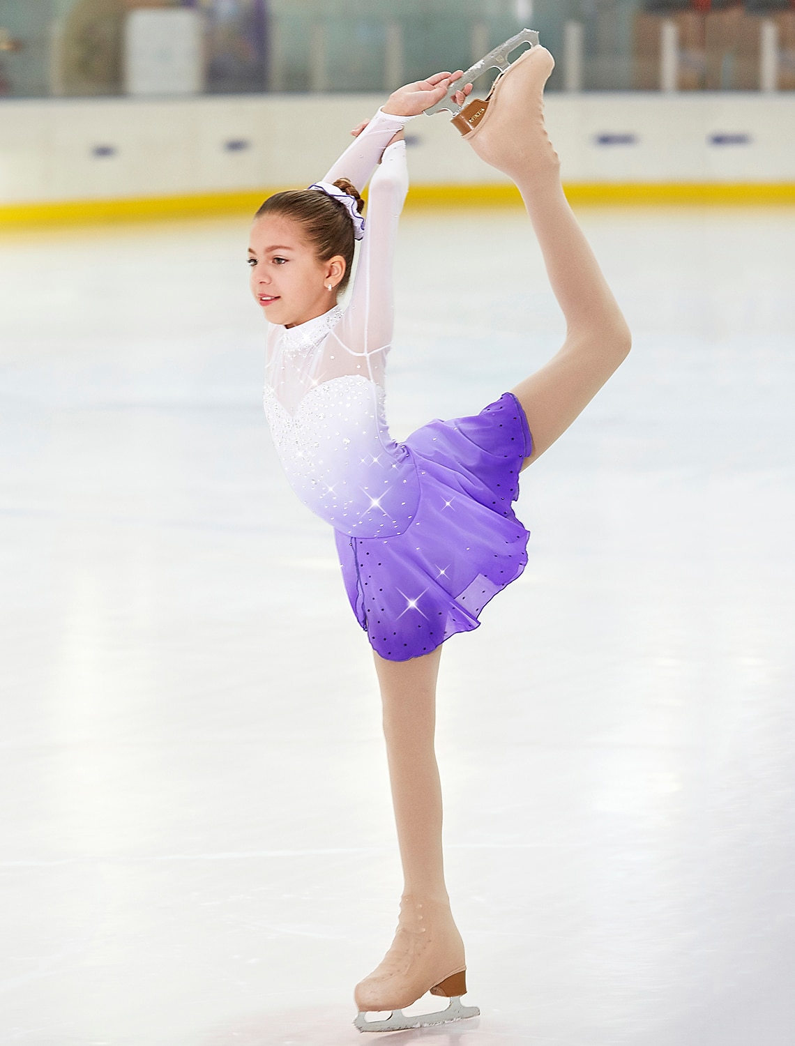 Robe de patinage artistique pour filles, violet, robes de patinage