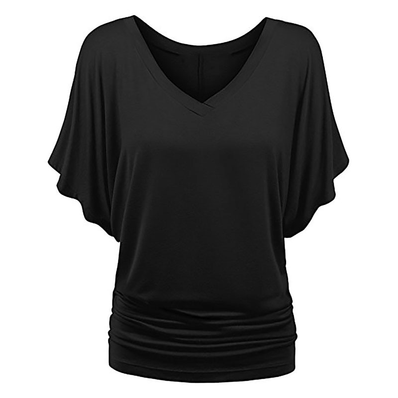 tricou de damă plus mărime tricou visiniu îmbrăcăminte de stradă ocazional preppy mânecă liliac cu mânecă cu jumătate de mânecă obișnuit topuri obișnuite cu gât în v ieșiri zilnic în weekend negru 2025 - $15.99 –P20