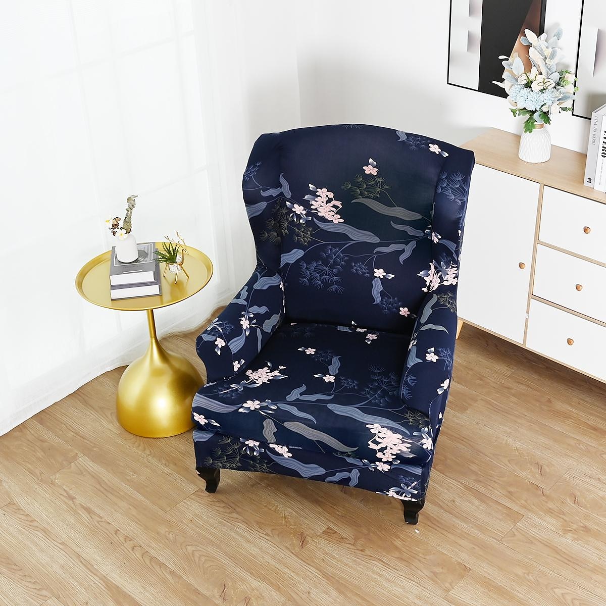 1 Set of 2 Pieces Floral Printed Stretch Wingback Chair Cover Wing Chair Slipcovers Spandex Fabric Wingback Armchair Covers with Elastic Bottom for Living Room Bedroom Decor 2025 - $25.99 –P11