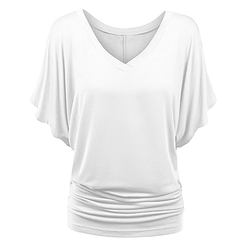 tricou de damă plus mărime tricou visiniu îmbrăcăminte de stradă ocazional preppy mânecă liliac cu mânecă cu jumătate de mânecă obișnuit topuri obișnuite cu gât în v ieșiri zilnic în weekend negru 2025 - $15.99 –P1