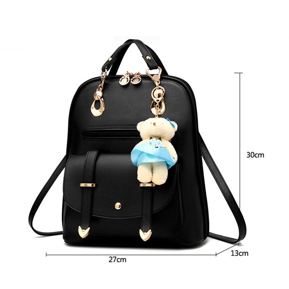 Per donna Zaino per la scuola zaino Esterno Giornaliero Viaggi Tinta unica pelle sintetica Massima capacità Bottoni Cerniera Blu chiaro Grigio chiaro Vino del 2025 a $34.99 –P1