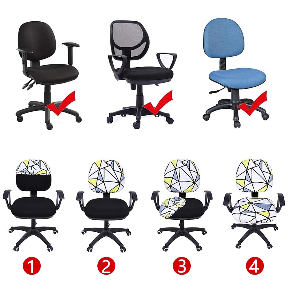husă scaun de birou pentru computer burgundă elastică, rotativă, pentru scaun pentru jocuri, elastic, jacquard, negru, uni, culoare solidă, moale, durabil, lavabil 2025 - $14.49 –P2