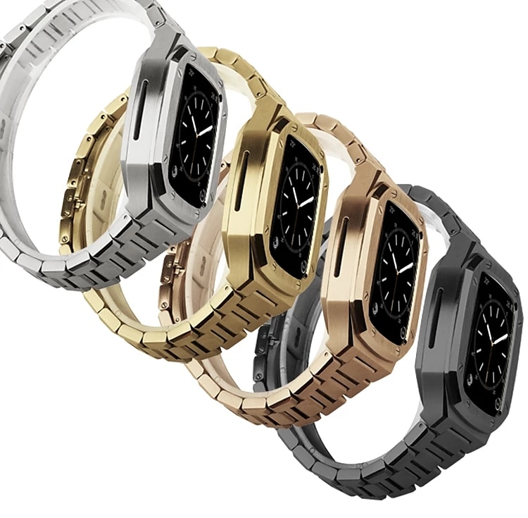 Gliederarmband Kompatibel mit Apple Watch Armband 40mm 41mm 44mm 45 mm mit Fall Herren Schmetterlingsschnalle Edelstahl Ersatzarmband für iwatch Series 9 8 7 6 5 4 SE 2025 - $49.99 –P1