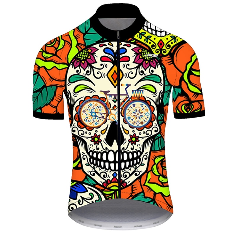 Voor heren Wielrenshirt Doodskoppen Met Patroon Suiker schedel Korte mouw Fietsen Shirt Kleding Bovenlichaam met 3 achterzakken Bergracen Wegwielrennen Fietsen Sneldrogend Ultra-Violetbestendig 2026 - $30.99 –P6