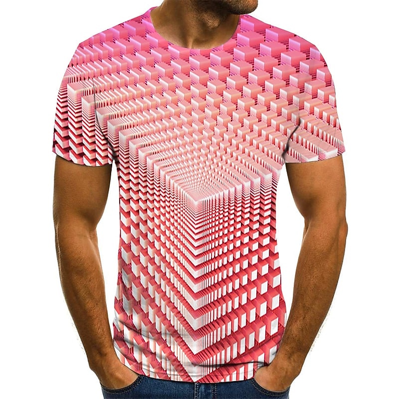 2026年 男性用 グラフィック 幾何学模様 3D シャツ Tシャツ 半袖 Tシャツ ラウンドネック シャツ ストリートファッション 誇張された デザイナー 祝日 お出かけ パープル 衣類 プラスサイズ S M L XL 2XL 3XL 4XL  コレクション – $17.49 –P4