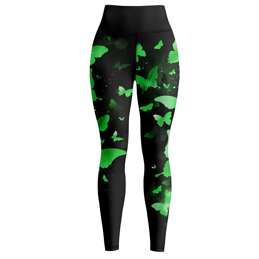 Mujer Pantalones de yoga Levantamiento de tope Control de barriga Alta cintura Entrenamiento de gimnasio Corriendo Aptitud física Calzas Cortas Mariposa Amarillo Rojo Azul Otoño Invierno Deportes 2026 - $12.99 –P13